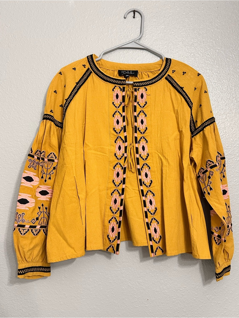 RD & KOKO Embroidered Boho Tie Front Swing Jacket